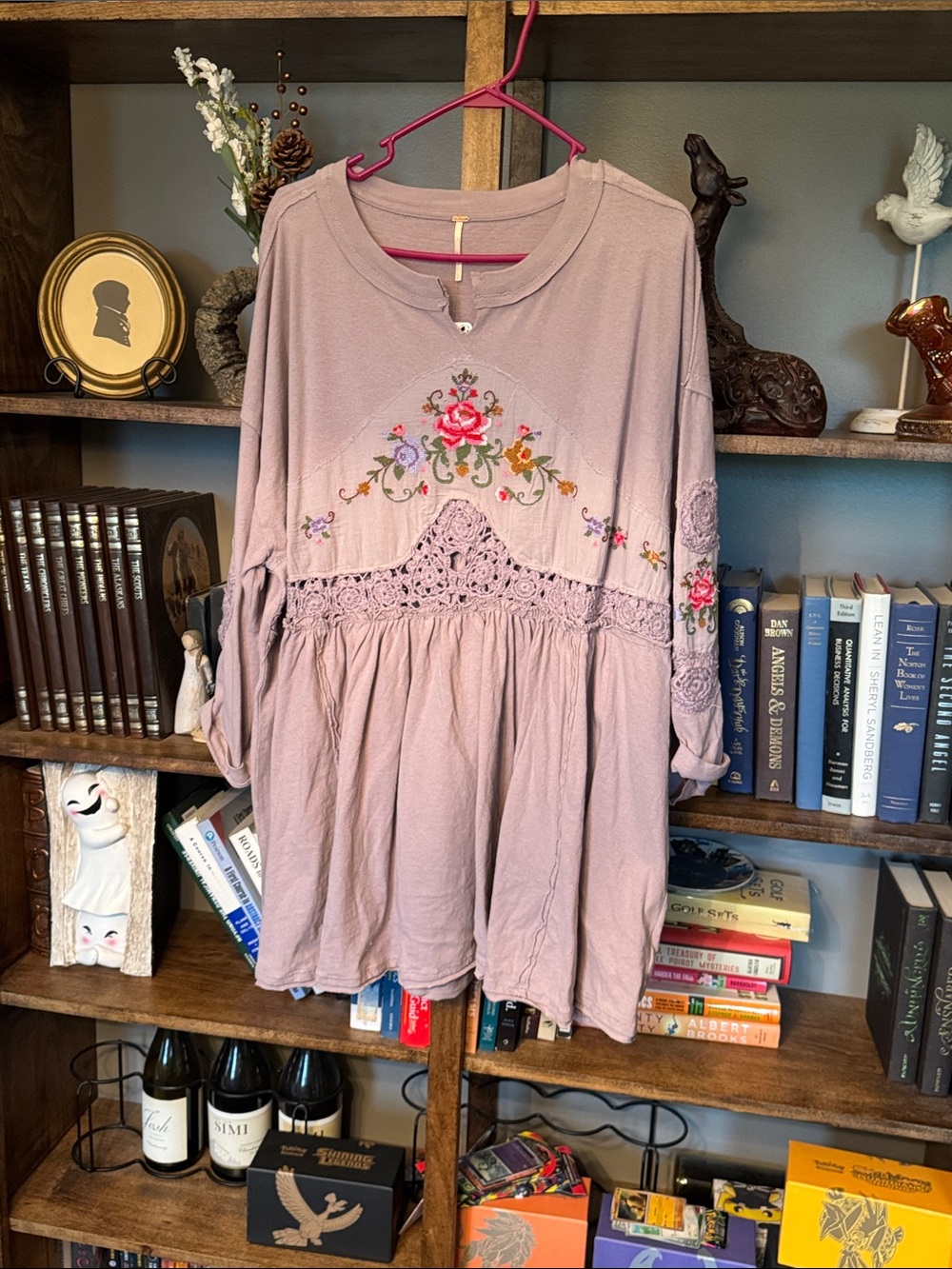 Free People Dusty Pink Embroidered Tunic